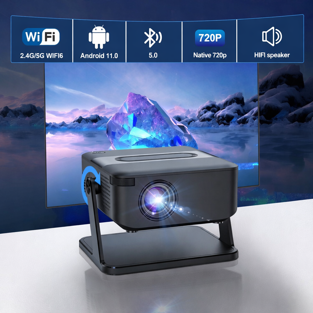 📽️Projektor Multimedialny HD – Kino Domowe w Każdym Miejscu HDMI/USB Smart TV Android 11 LED