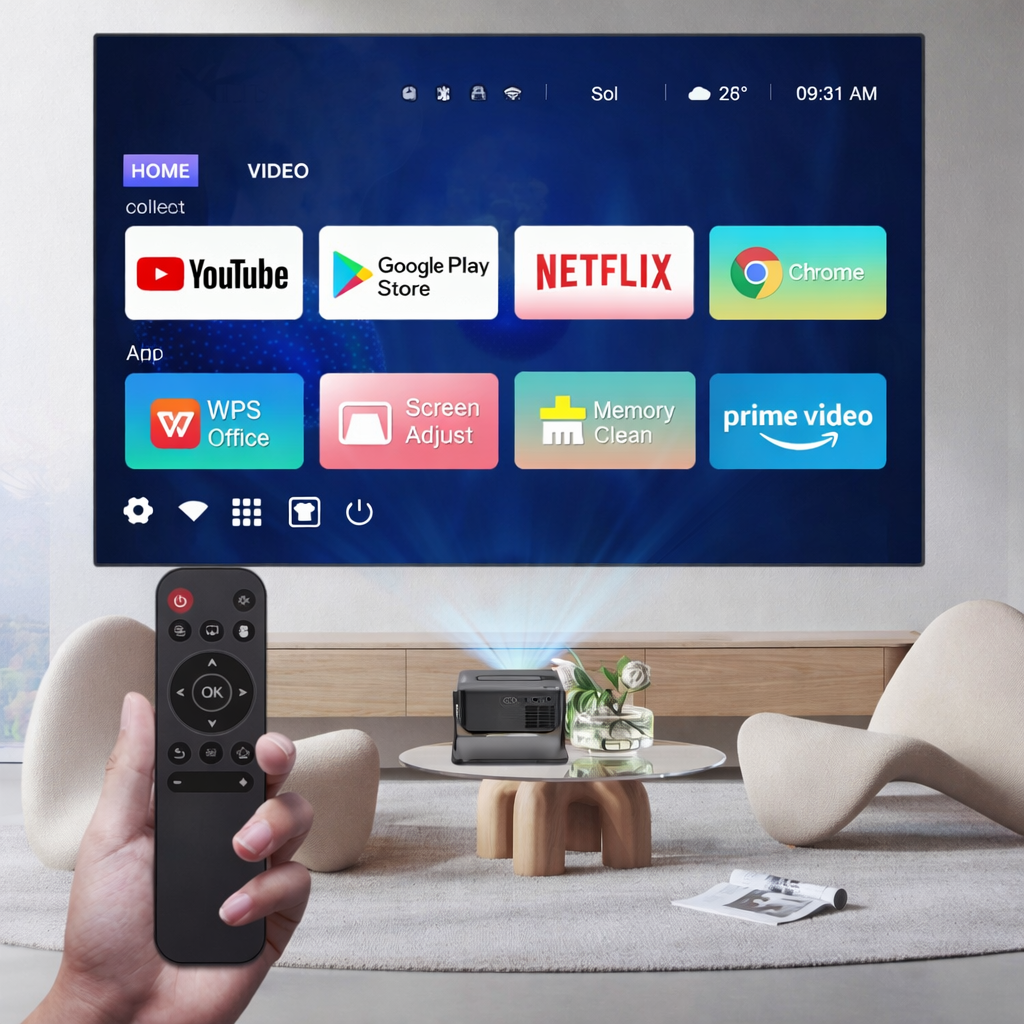 📽️Projektor Multimedialny HD – Kino Domowe w Każdym Miejscu HDMI/USB Smart TV Android 11 LED