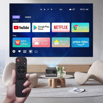 📽️Projektor Multimedialny HD – Kino Domowe w Każdym Miejscu HDMI/USB Smart TV Android 11 LED