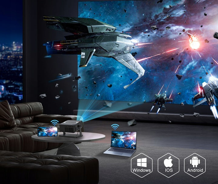 📽️Projektor Multimedialny HD – Kino Domowe w Każdym Miejscu HDMI/USB Smart TV Android 11 LED