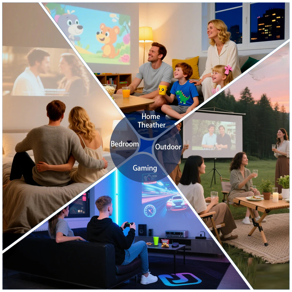 📽️Projektor Multimedialny HD – Kino Domowe w Każdym Miejscu HDMI/USB Smart TV Android 11 LED